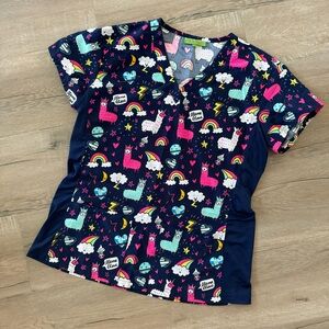 Green town | Llama love scrub top